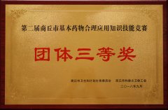 第二屆商丘市基本藥物合理應(yīng)用知識(shí)技能競(jìng)賽團(tuán)體三等獎(jiǎng)